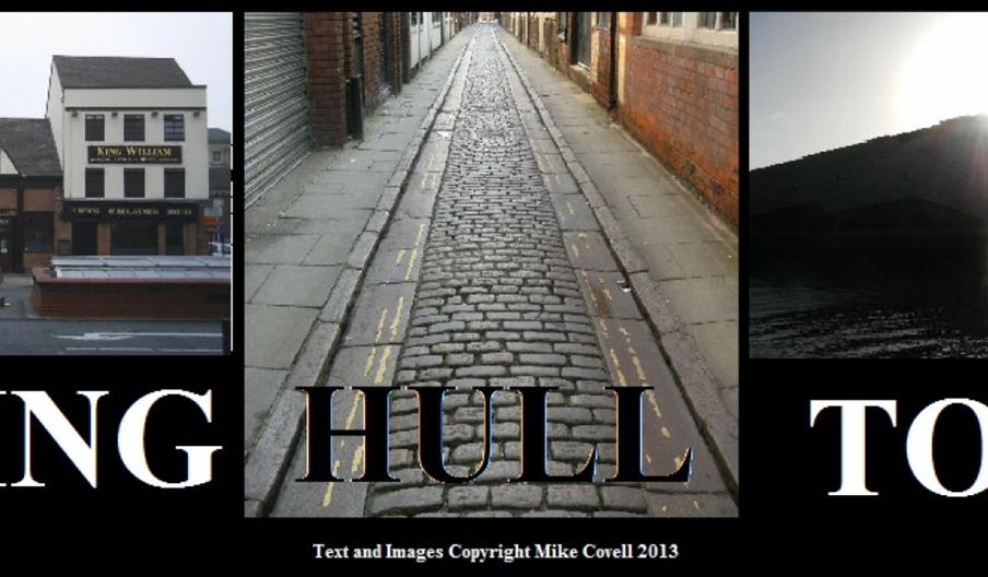 Promotional banner for Amazing Hull Tours featuring a collage of Hull landmarks, including a historic red-brick building, the King William statue, a c