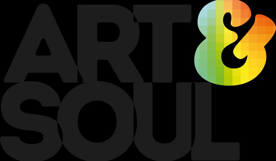 Logo reading “ART SOUL” in bold black uppercase letters, with a stylised ampersand symbol to the right in a gradient of green, yellow, and orange tone