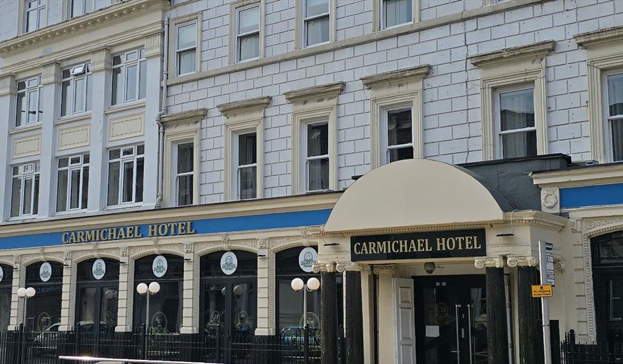 Carmichael Hotel exterior in Hull city centre, featuring a traditional historic frontage and main entrance on Alfred Gelder Street.