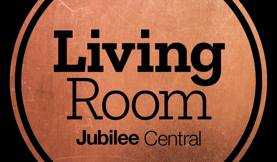 A brown circular logo with the words 'Living Room' inside.