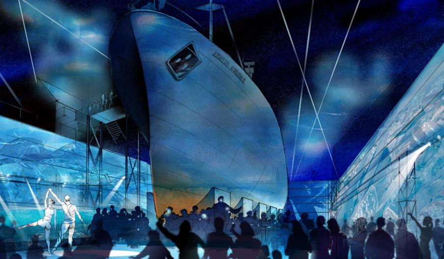 Artist’s impression of the restored Arctic Corsair displayed in a dramatic indoor visitor attraction at North End Shipyard. The historic trawler stand