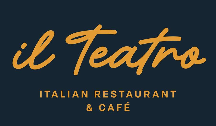 Logo with the words "il Teatro" in a large, handwritten orange font and "ITALIAN RESTAURANT & CAFÉ" in uppercase orange letters on a dark background.