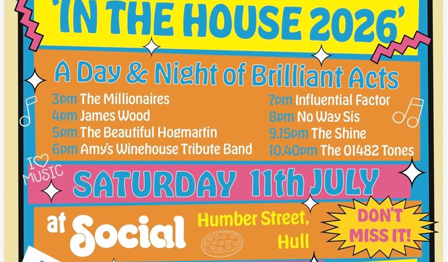 Yellow text on a green background reads "Social" in large, rounded letters, with smaller text below that says "ON HUMBER STREET."