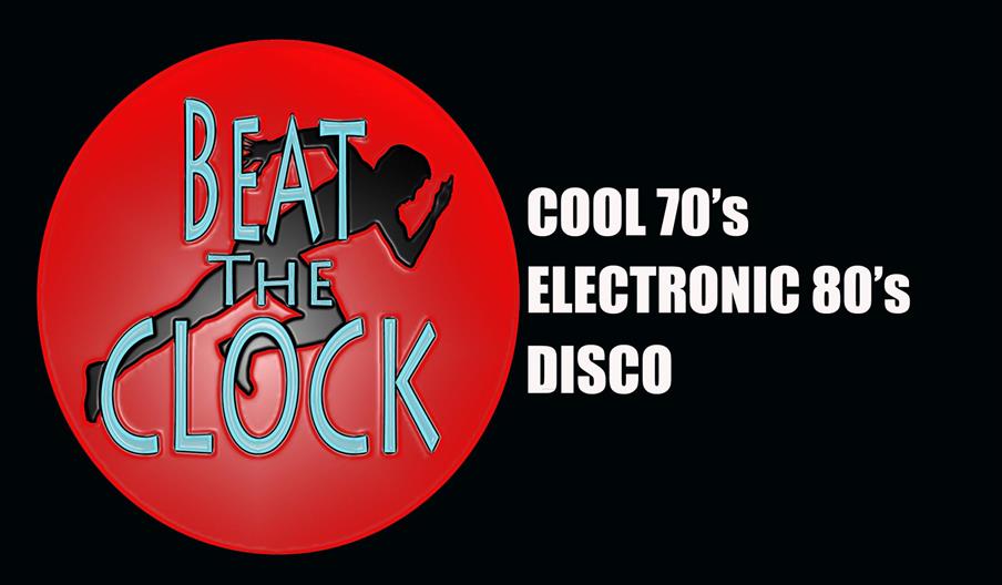 A red circle with a black silhouette of a running person contains the text "Beat The Clock" in blue letters; to the right, white bold text reads "Cool