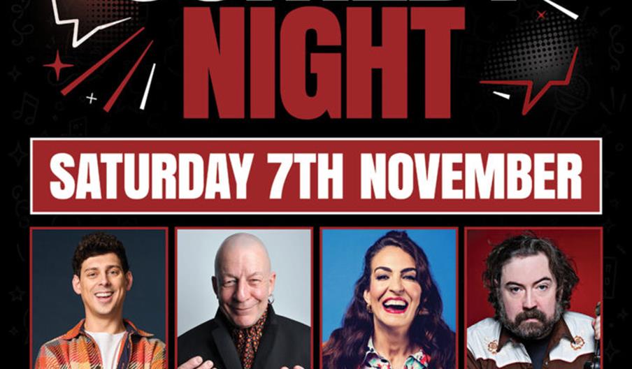 Promotional poster for "Comedy Night" at Newland Social HU5 on Saturday, 7th November, featuring comedians Matt Richardson, Jeff Innocent, Esther Mani