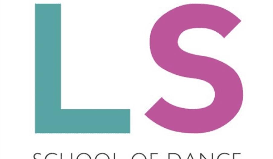 Logo with large letters "L" in teal and "S" in purple above the words "School of Dance" in black capital letters.