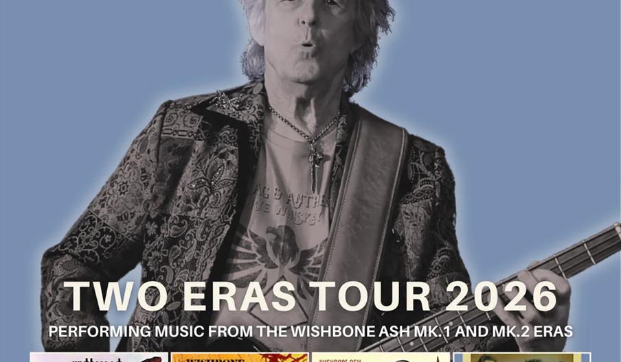 Concert poster for Martin Turner, ex-Wishbone Ash, promoting the "Two Eras Tour 2026" with the tagline "Performing music from the Wishbone Ash Mk.1 an