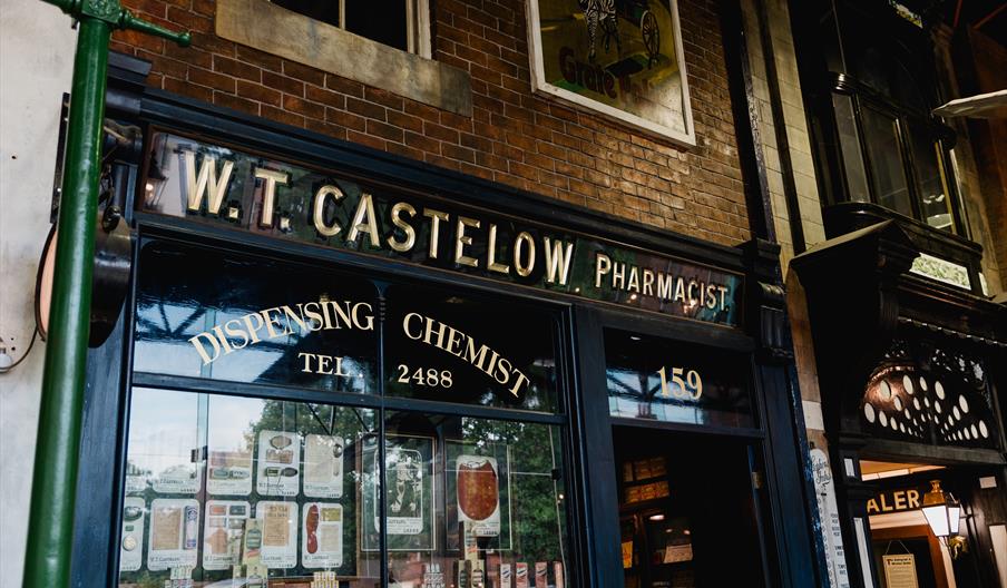 A blue fronted shop front