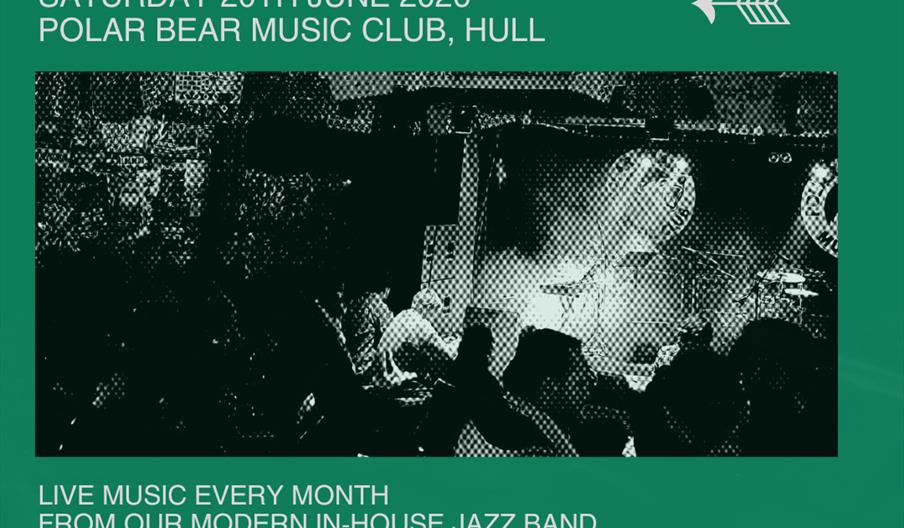 Poster for "Polar Bear Jazz Club" event on Saturday, 20th June 2026 at Polar Bear Music Club, Hull, featuring live music from the inhouse jazz band,
