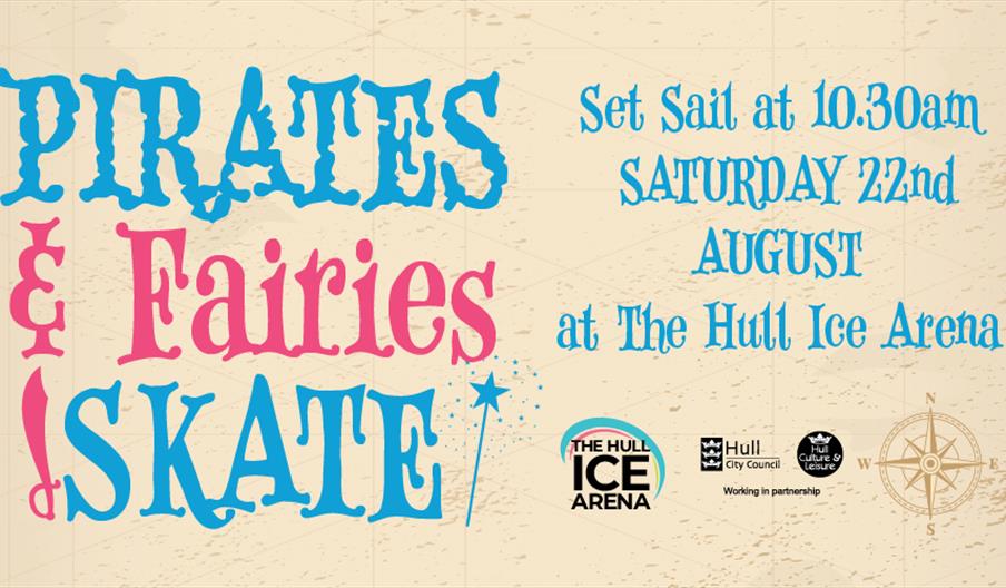 Pirate map event poster with information about Pirates & Fairies  Skate session