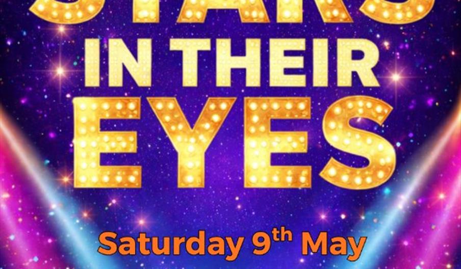 Poster for "International Stars In Their Eyes" at Park Street Theatre, with show details including Saturday 9th May at 7:30 PM, "Pay what you can: £4–