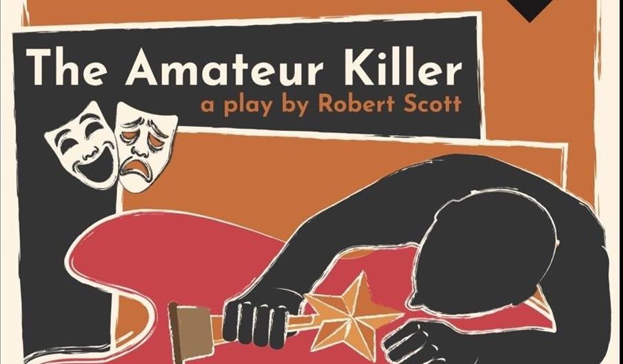 Poster for a play titled "The Amateur Killer" by Robert Scott, presented by Bilton Amateur Dramatic Society. The design features a silhouette of a per