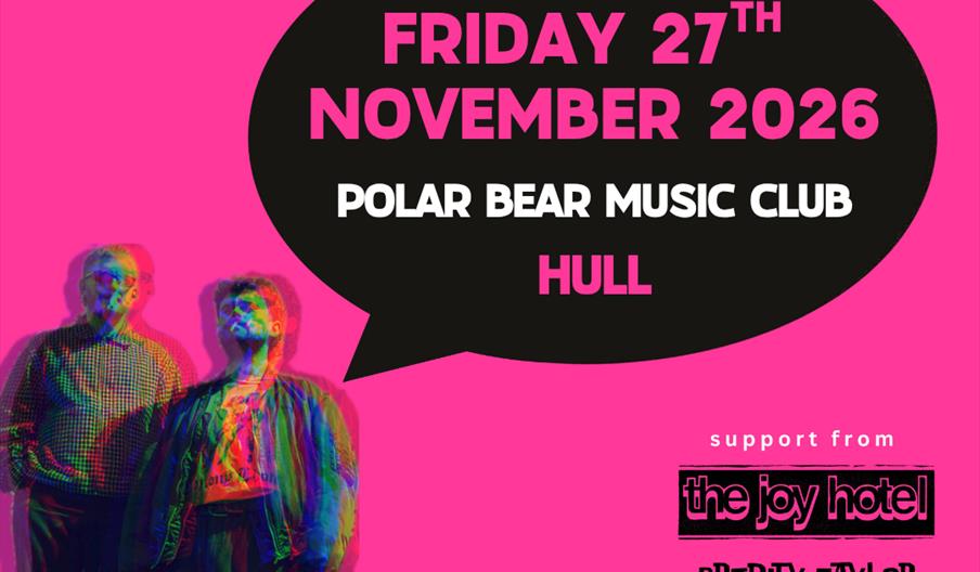 Concert poster with a bright pink background featuring two blurred figures on the left. Large black text at the top reads "BIG SPECIAL," with a black