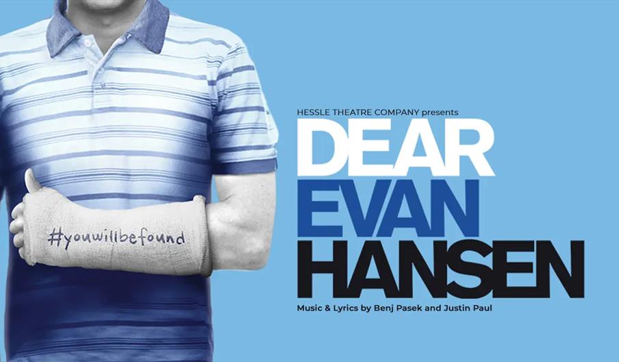 A person wearing a blue striped polo shirt with their arm in a cast is shown on a blue background. The cast has "#youwillbefound" written on it, and l