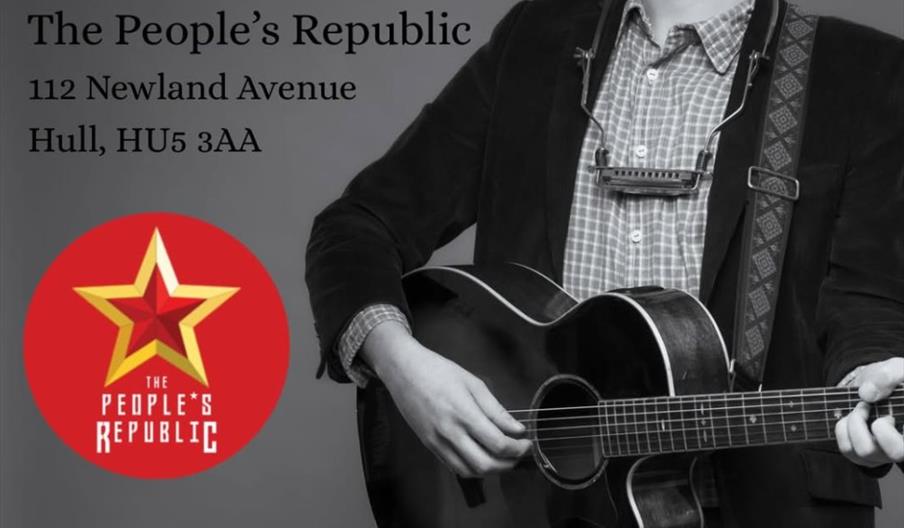Black and white promotional poster for Jack Robertson (+ band) performing at The People's Republic, 112 Newland Avenue, Hull, HU5 3AA, on Friday 27th
