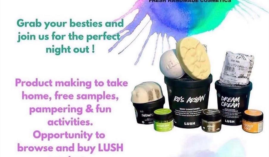 A poster advertising adult Lush Fresh Handmade Cosmetics.