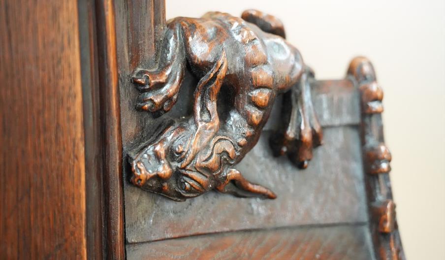 One of the unique pew-ends of Hull Minster