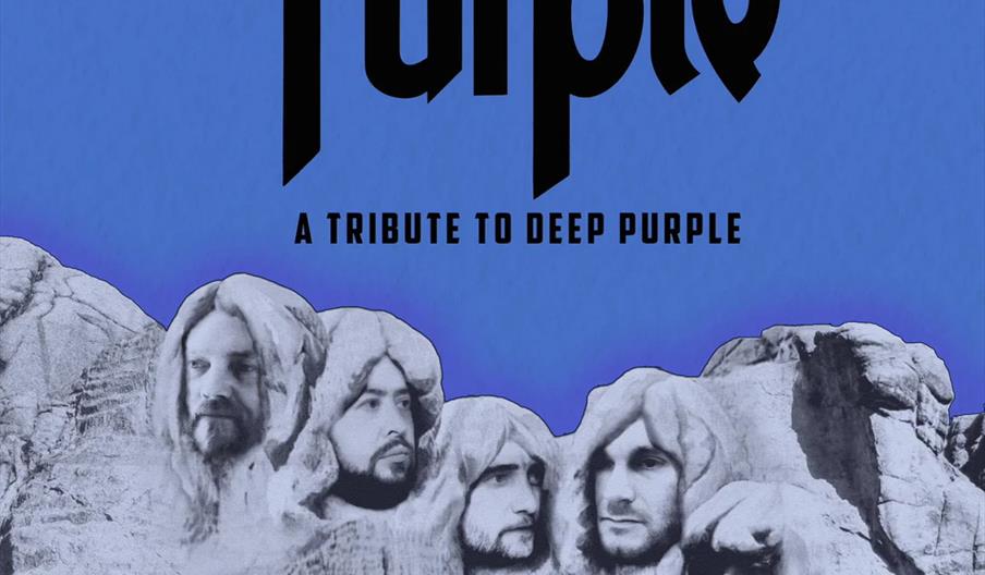 A man with long curly hair and glasses plays an acoustic guitar and sings into a microphone on stage under blue and purple lighting.