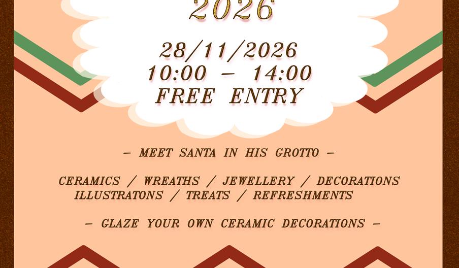 A poster with 5 cut out snowmen, detailing a Christmas Market at Ron Dearing UTC.