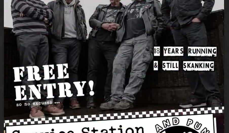Promotional poster for a ThE ZyNx ska and punk classics concert, showing the band performing on stage with people dancing in front