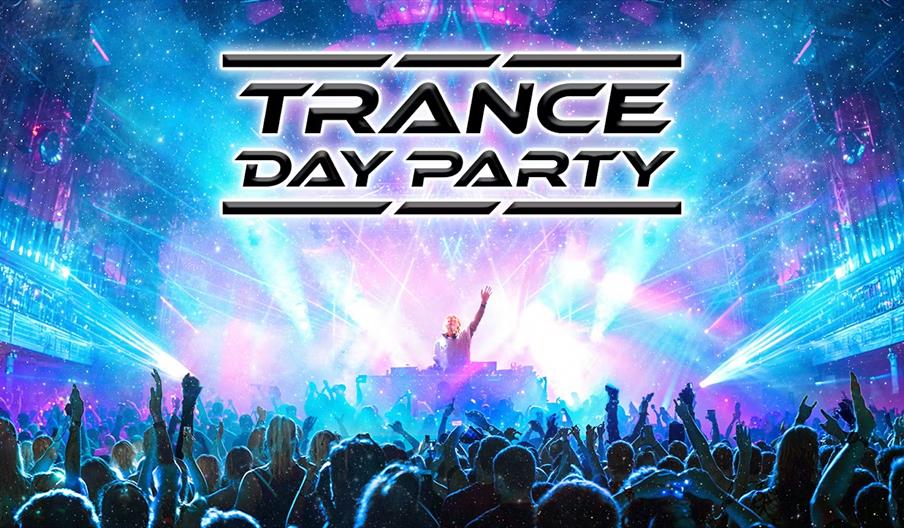 A vibrant concert scene with a DJ performing on stage under colorful lights, lasers, and smoke effects, as a large crowd raises their hands. The words