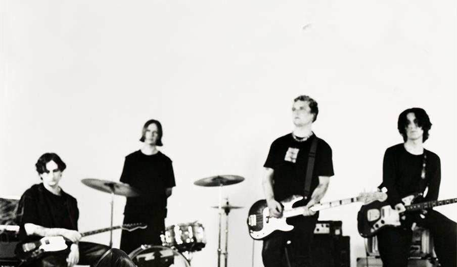 Black and white promotional poster for a Walt Disco concert at Polar Bear Music Club in Hull on Monday, 1st February 2027, featuring five band members
