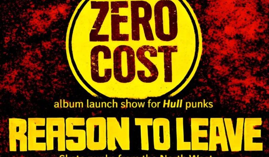 A promotional poster for a punk concert on Saturday, 25th July 2026 at 8pm, featuring bands Wyres, Zero Cost (album launch show), and Reason to Leave