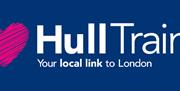 Hull Trains logo on a dark blue background, featuring a pink heart-shaped graphic on the left and the white text “HullTrains” on the right. Beneath th