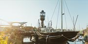 Spurn lightship in dock at Hull Marina.