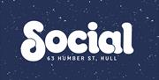 White stylized text reading “Social” with the words “ON HUMBER STREET” below it on a blue background.